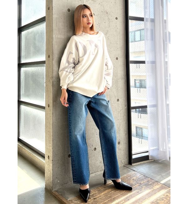 GYDA「ハイウエスト DEEP SIDE BACK DAMAGE ワイド デニムパンツ」|デニム|