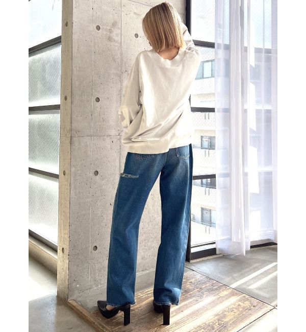 GYDA「ハイウエスト DEEP SIDE BACK DAMAGE ワイド デニムパンツ」|デニム|