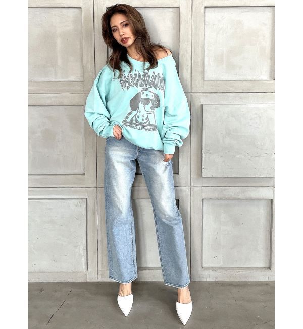 GYDA「ハイウエスト DEEP SIDE BACK DAMAGE ワイド デニムパンツ」|デニム|