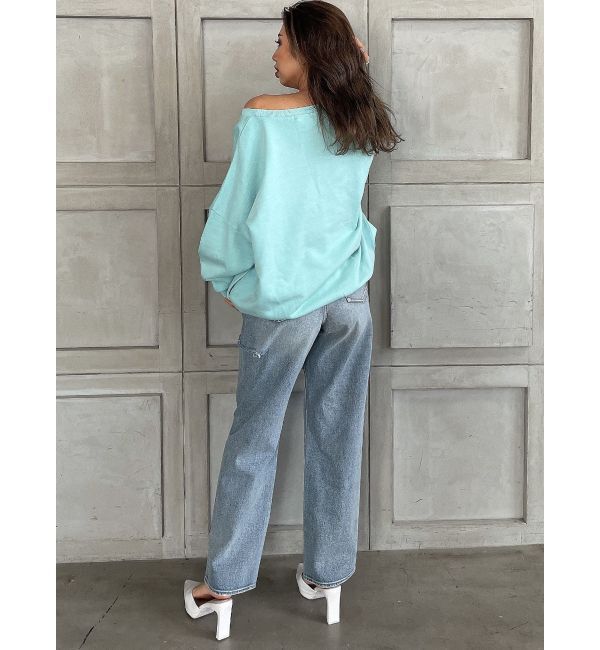 GYDA「ハイウエスト DEEP SIDE BACK DAMAGE ワイド デニムパンツ」|デニム|