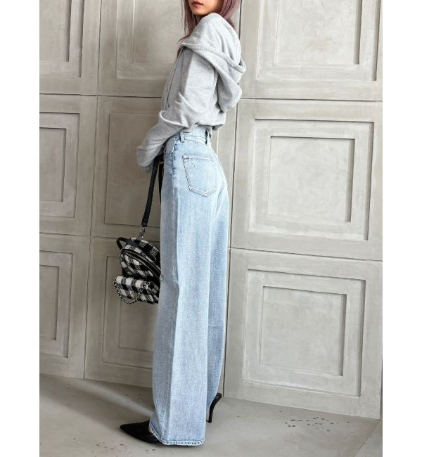 GYDA「【TINY】ハイウエストKNEEダメージワイドデニムパンツ」|デニム|