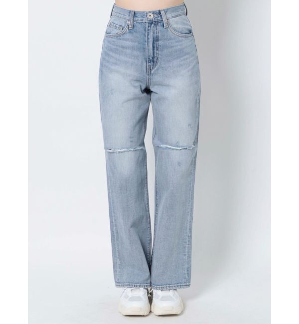 GYDA「【TINY】ハイウエストKNEEダメージワイドデニムパンツ」|デニム|