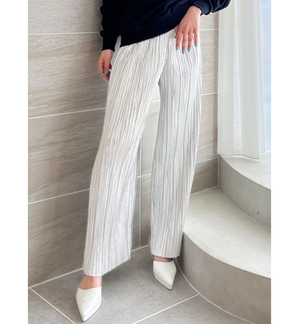 GYDA「foil プリーツワイドパンツ」|その他|シルバー