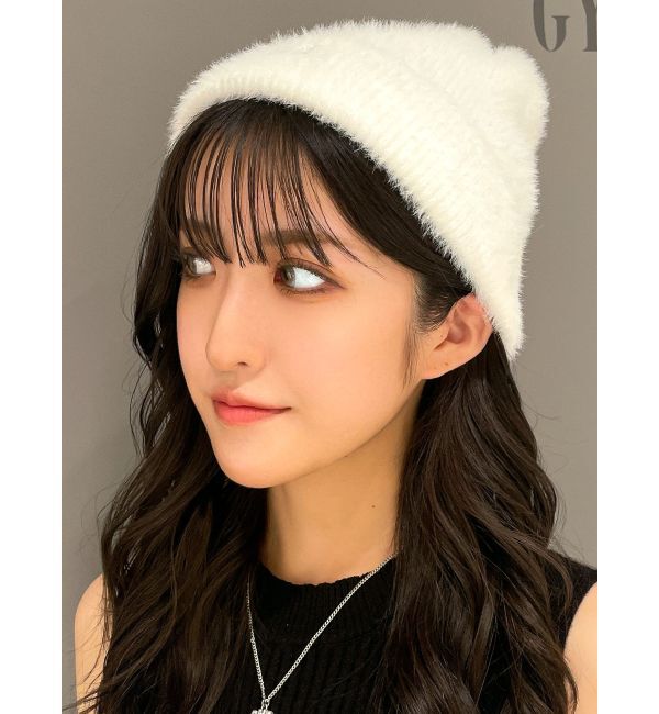 GYDA「Symmetry GYDAシャギーニットCAP」|ニット帽|オフホワイト