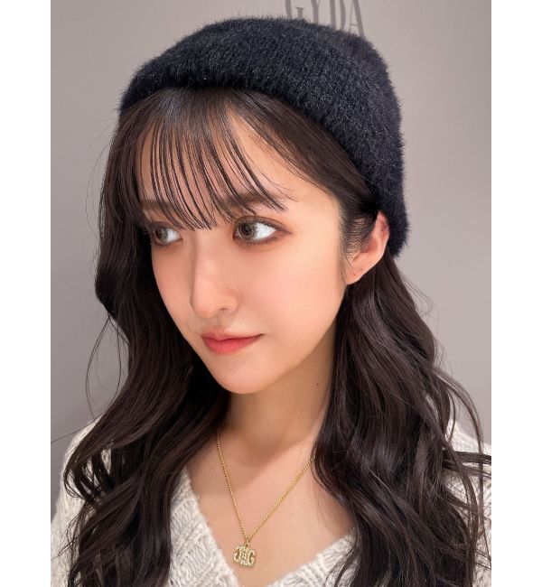 GYDA「Symmetry GYDAシャギーニットCAP」|ニット帽|ブラック
