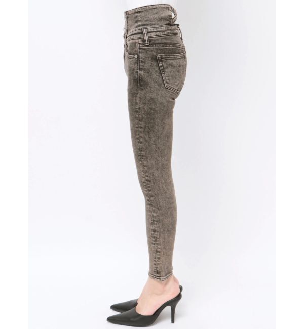 GYDA「ハイウエストBACKクロスUSEDケミカルウォッシュスキニーデニムパンツ」|デニム|