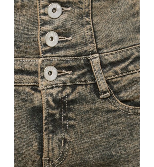 GYDA「ハイウエストBACKクロスUSEDケミカルウォッシュスキニーデニムパンツ」|デニム|