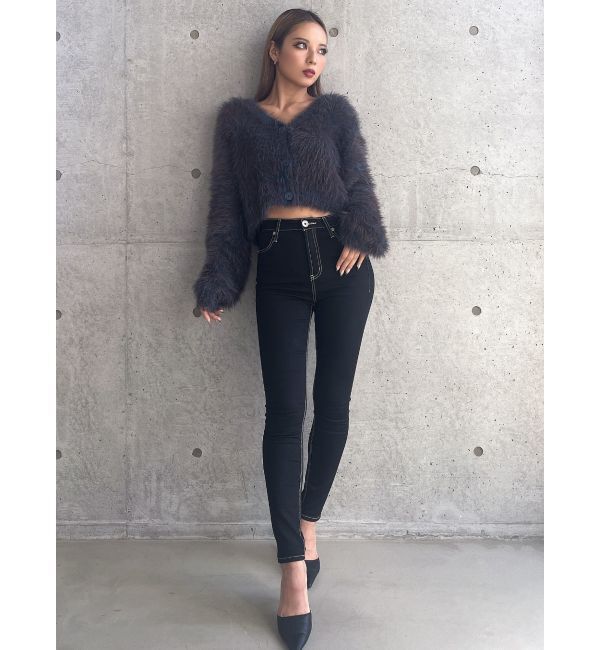 GYDA「ハイウエストワンウォッシュスキニーパンツ」|デニム|