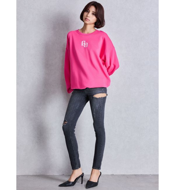 GYDA「ミドルウエストSIDE RIPPEDスキニーデニムパンツ」|デニム|