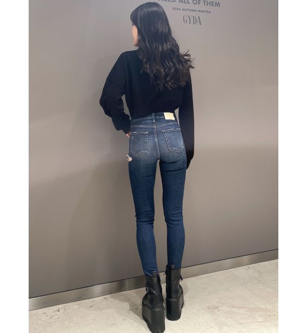 GYDA「ミドルウエストSIDE RIPPEDスキニーデニムパンツ」|デニム|