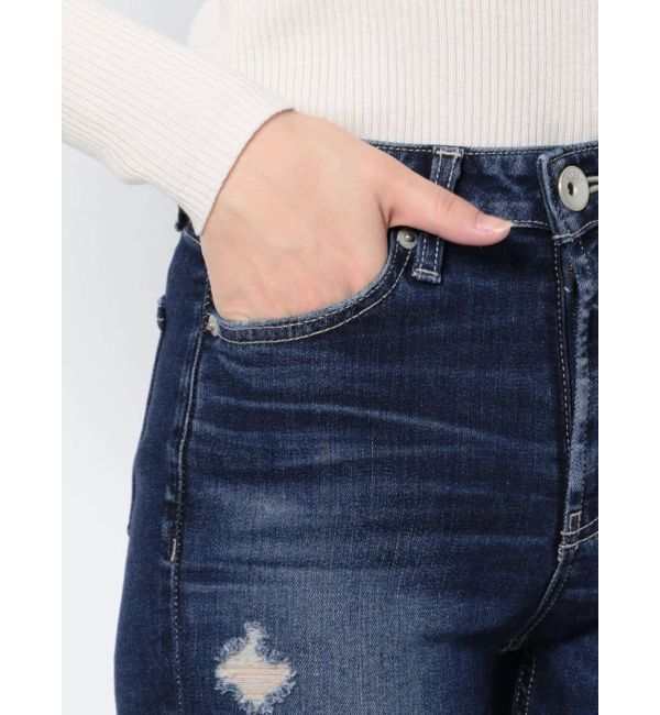 GYDA「ミドルウエストSIDE RIPPEDスキニーデニムパンツ」|デニム|