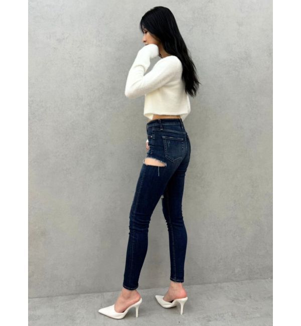 GYDA「ミドルウエストSIDE RIPPEDスキニーデニムパンツ」|デニム|