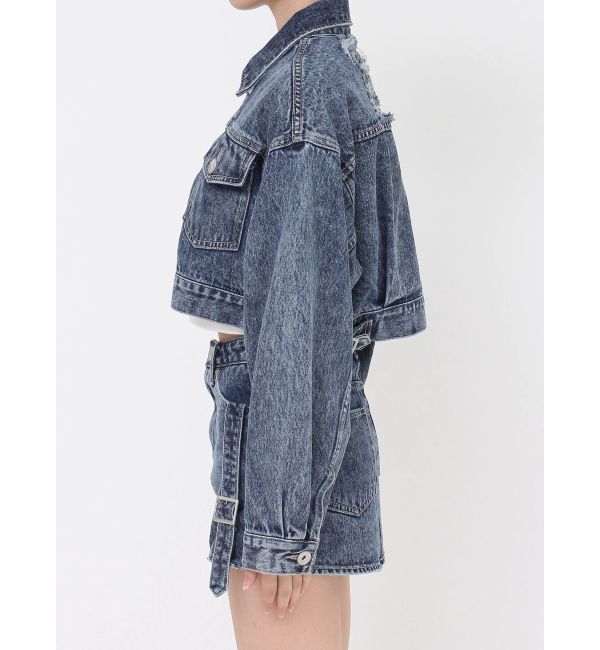 GYDA「Symmetry GYDA DAMAGEショートデニムGジャン【SETUP着用可】」|ブルゾン・スタジャン|