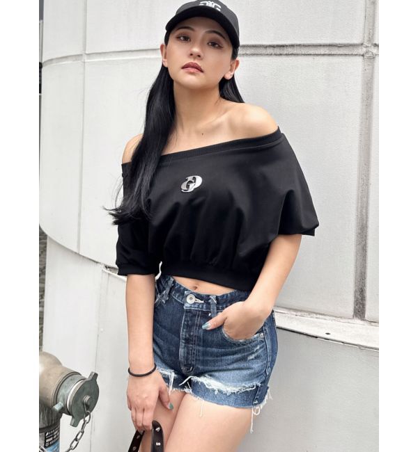 GYDA「ハイウエストBACK RIPPEDデニムショートパンツ」|デニム|