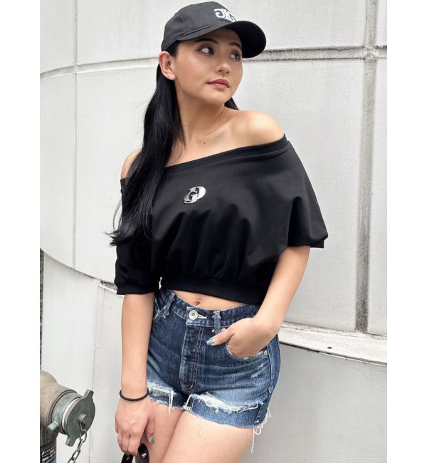 GYDA「ハイウエストBACK RIPPEDデニムショートパンツ」|デニム|