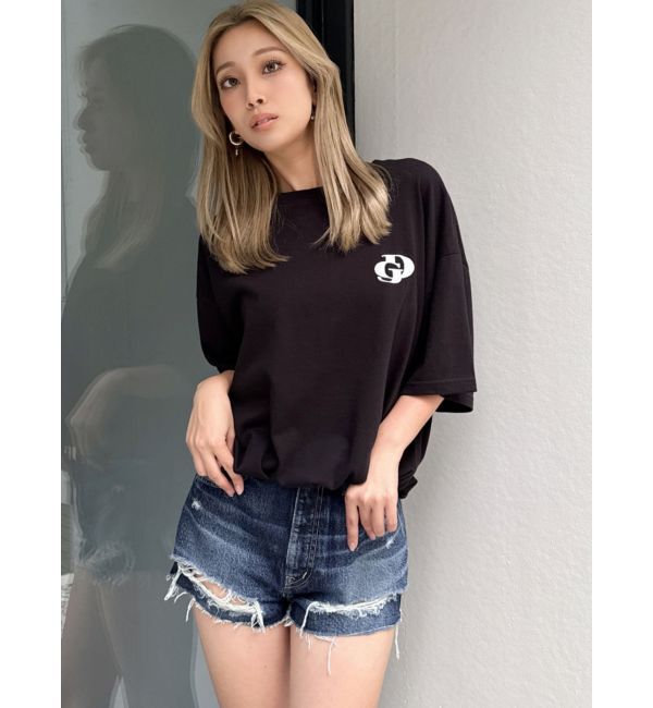 GYDA「ハイウエストBACK RIPPEDデニムショートパンツ」|デニム|