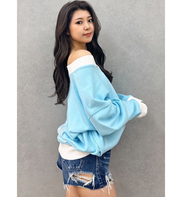 GYDA「ハイウエストBACK RIPPEDデニムショートパンツ」|デニム|