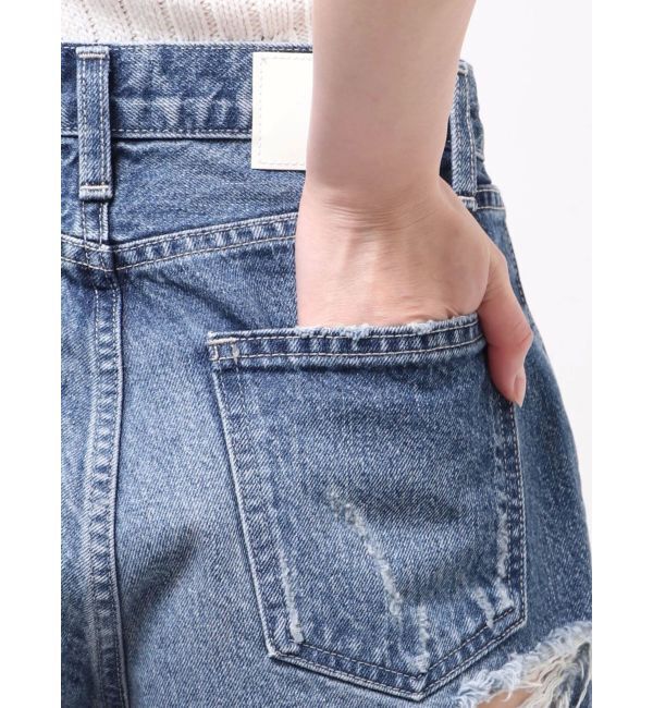 GYDA「ハイウエストBACK RIPPEDデニムショートパンツ」|デニム|