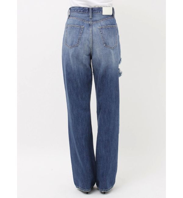 GYDA「ハイウエストSIDE RIPPEDストレートワイドデニムパンツ」|デニム|