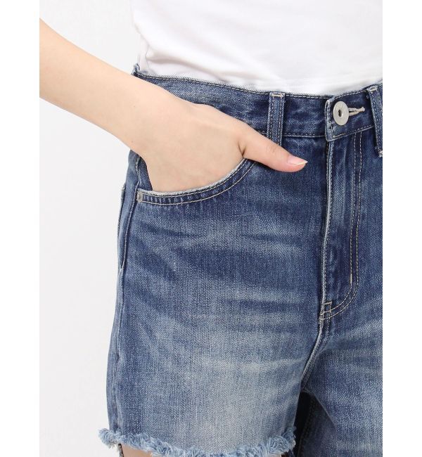 GYDA「ハイウエストSIDE RIPPEDストレートワイドデニムパンツ」|デニム|