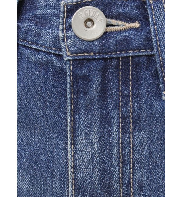 GYDA「ハイウエストSIDE RIPPEDストレートワイドデニムパンツ」|デニム|