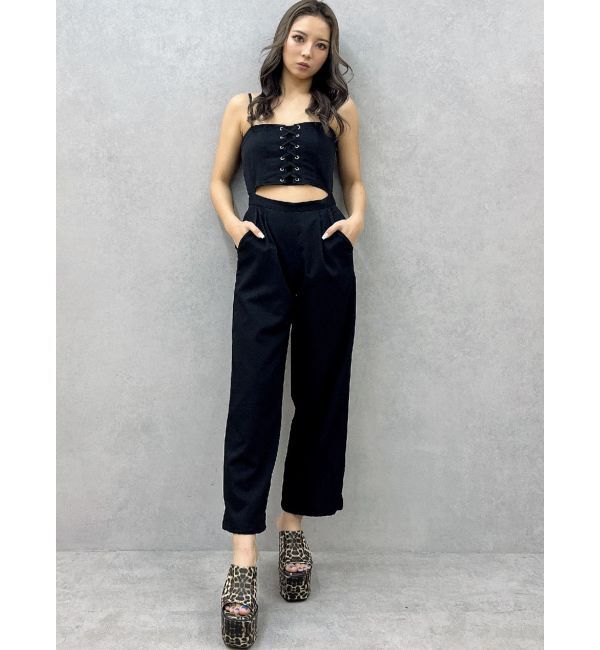 GYDA「ビスチェデザインロンパース」|オールインワン|ブラック