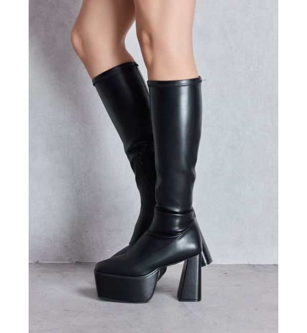 GYDA「ストレッチチャンキーブーツ」|ロングブーツ|