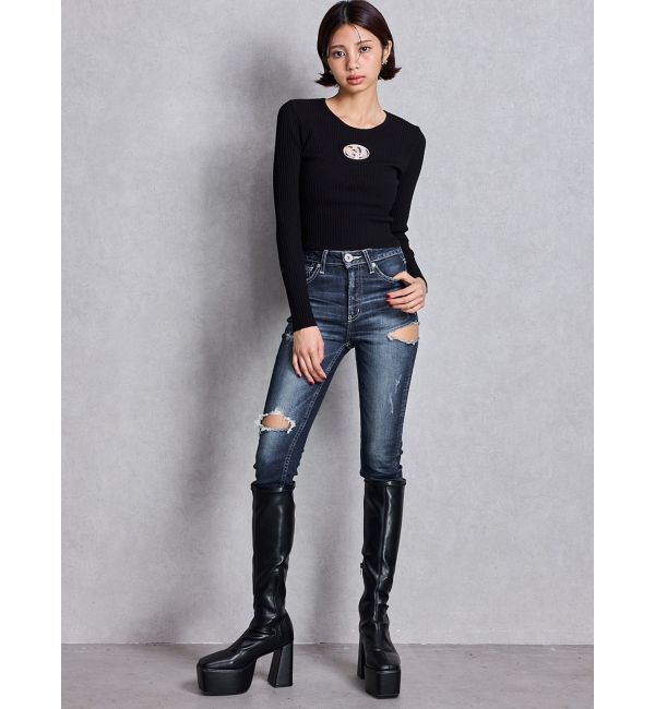 GYDA「ストレッチチャンキーブーツ」|ロングブーツ|