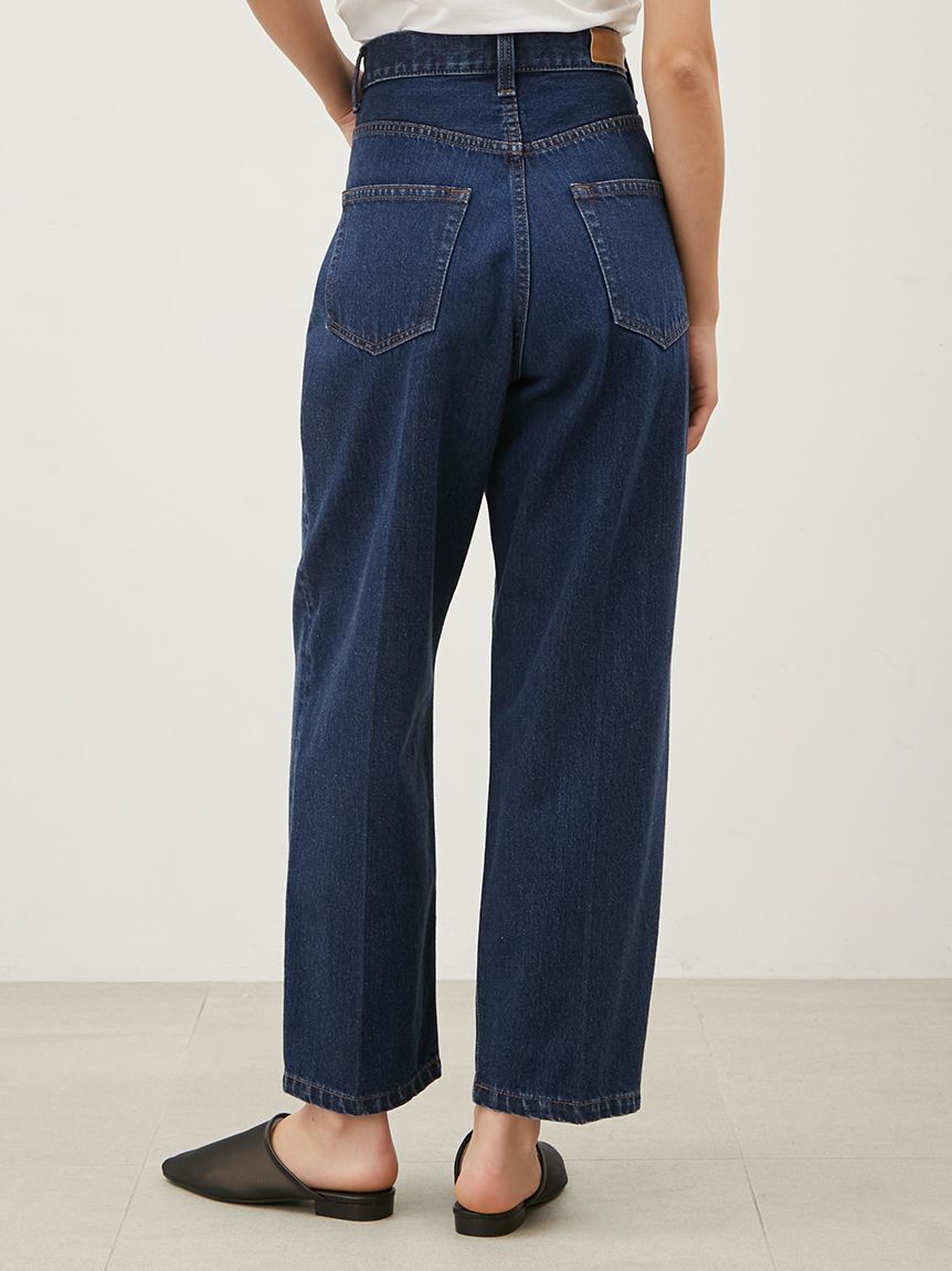 Mila Owen「センタープレスタックワイドテーパードデニムパンツ【ウォッシャブル】」|デニム|