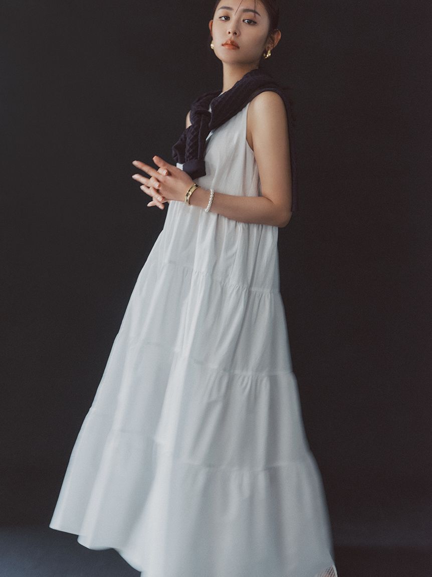 Mila Owen「【ウォッシャブル】クルーネックアメスリティアードロングワンピース」|ワンピース|