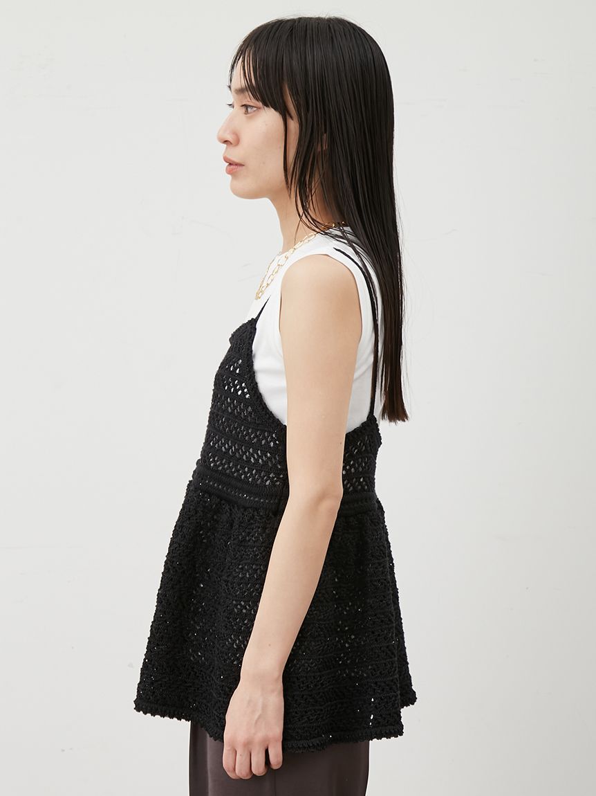 Mila Owen「【ウォッシャブル】クロシェニットキャミ&times;ノースリトップス」|キャミソール|