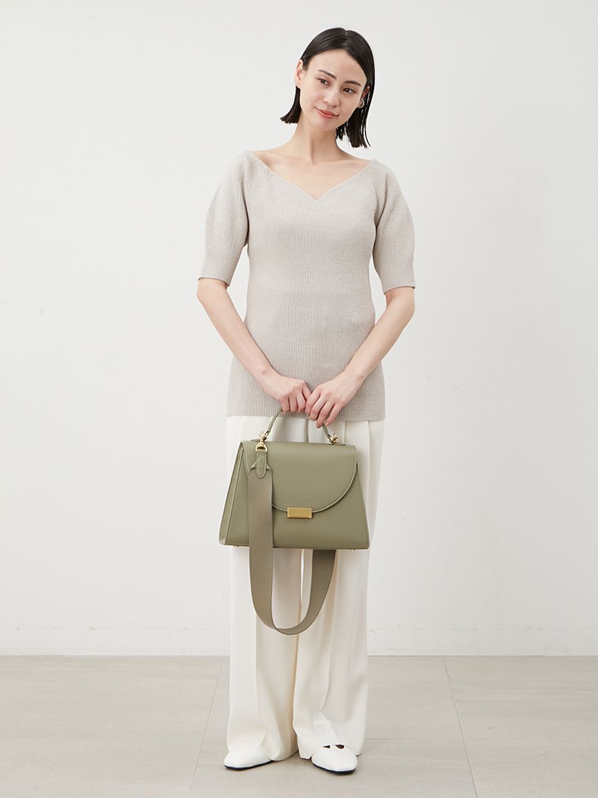 Mila Owen「デコルテ構築パフスリーブニットプルオーバー」|Tシャツ・カットソー|