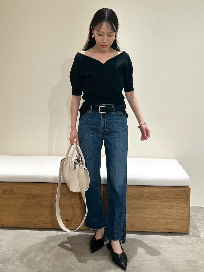 Mila Owen「デコルテ構築パフスリーブニットプルオーバー」|Tシャツ・カットソー|