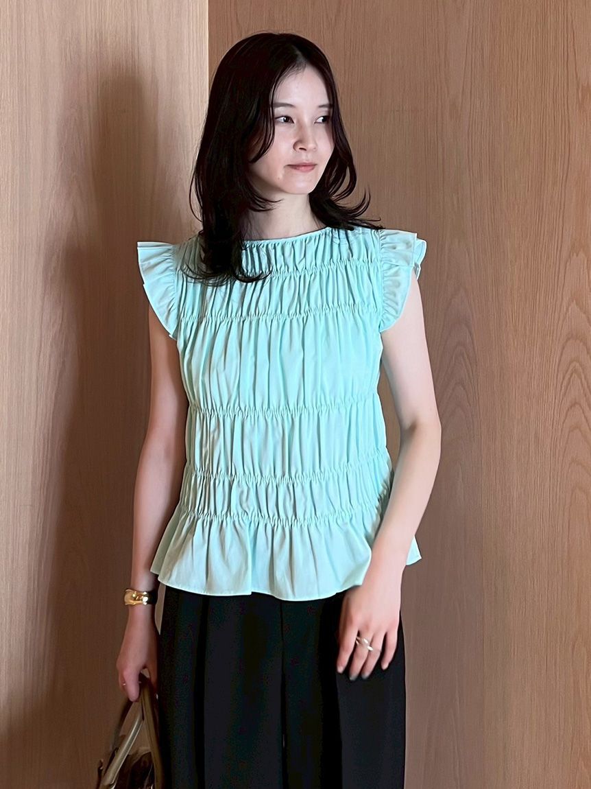 Mila Owen「ラッフルシャーリングギャザートップス」|Tシャツ・カットソー|