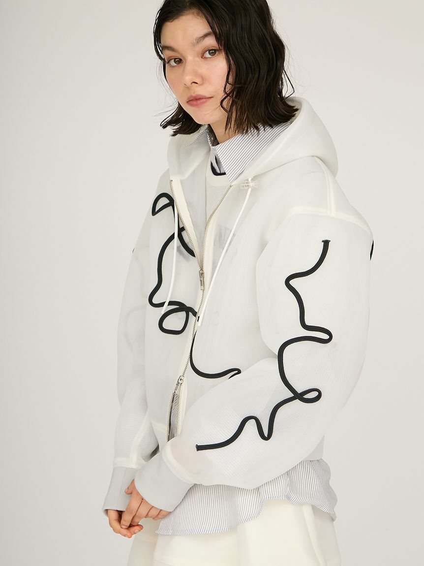 emmi atelier「ラインシアーダンボールジップフーディーブルゾン」|ブルゾン・スタジャン|