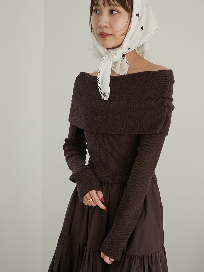 emmi atelier「フロッキーフラワープリントスカーフ」|バンダナ・スカーフ|