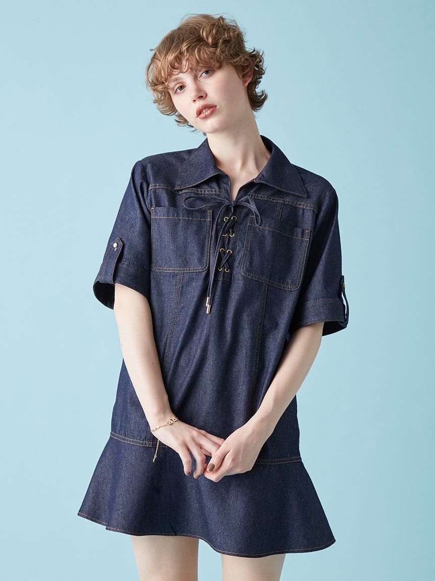 FURFUR「レースアップミニワンピース」|ワンピース|