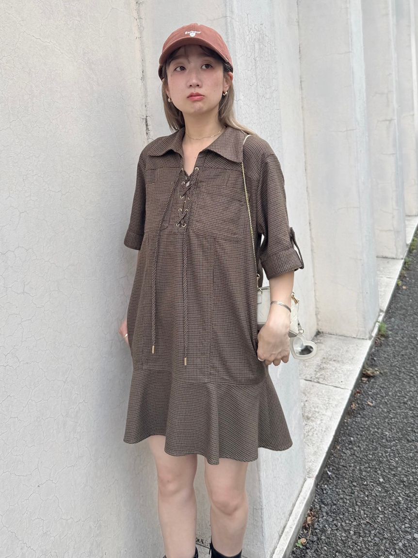 FURFUR「レースアップミニワンピース」|ワンピース|