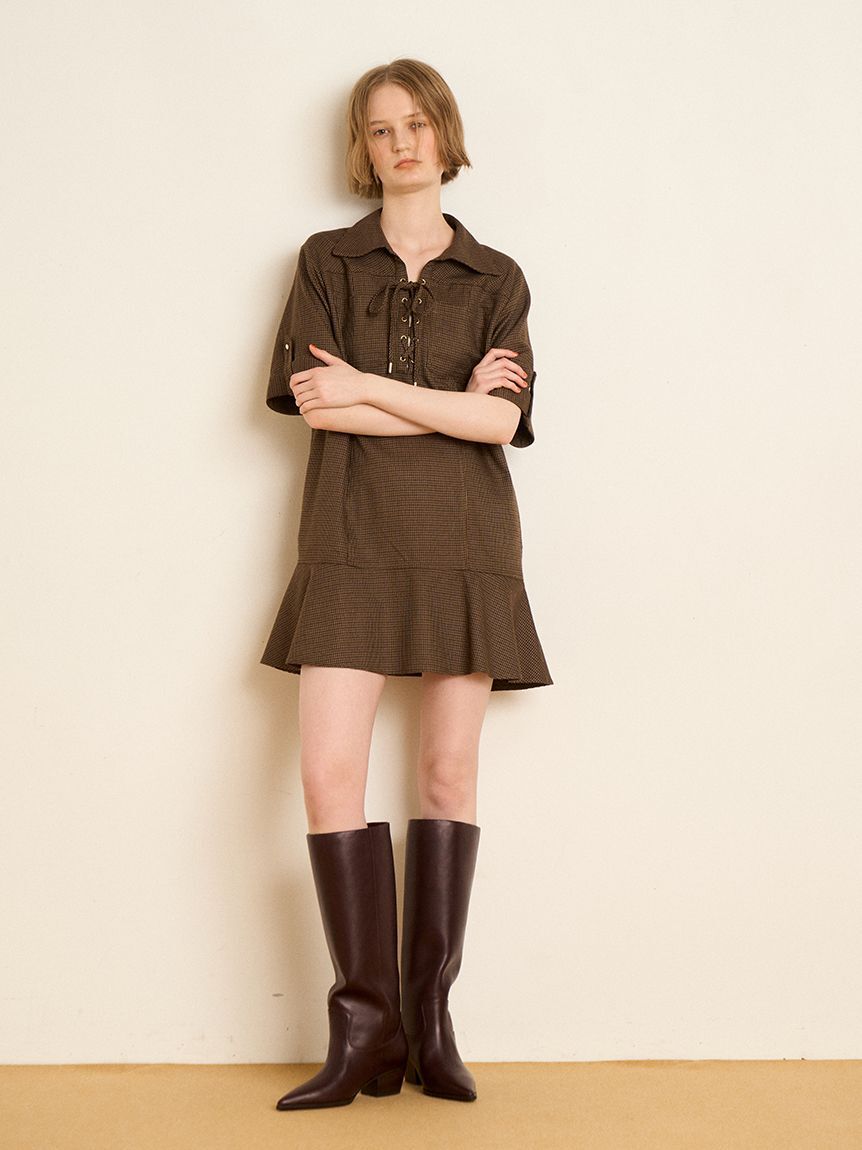 FURFUR「レースアップミニワンピース」|ワンピース|