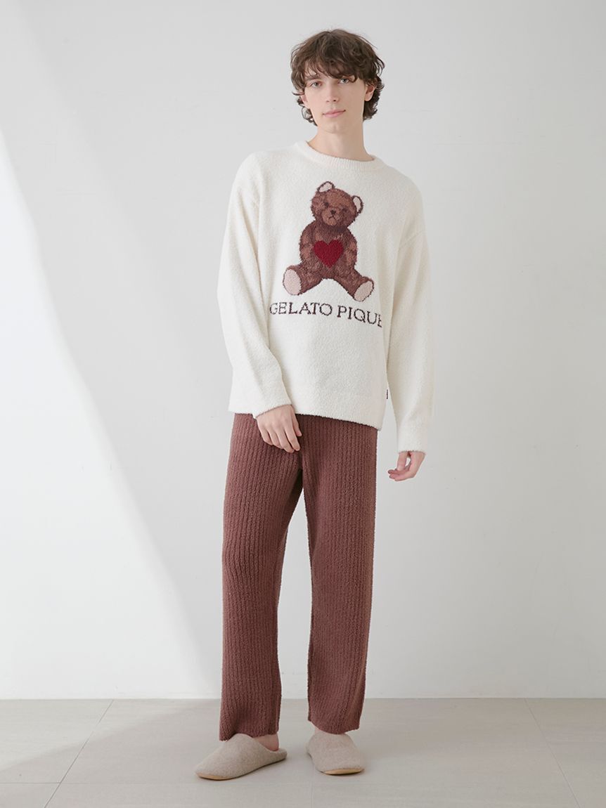 GELATO PIQUE HOMME「【ラッピング済み】【HOMME】ベビモコハートベアジャガードプルオーバー＆ロングパンツSET」|ルームウェア|