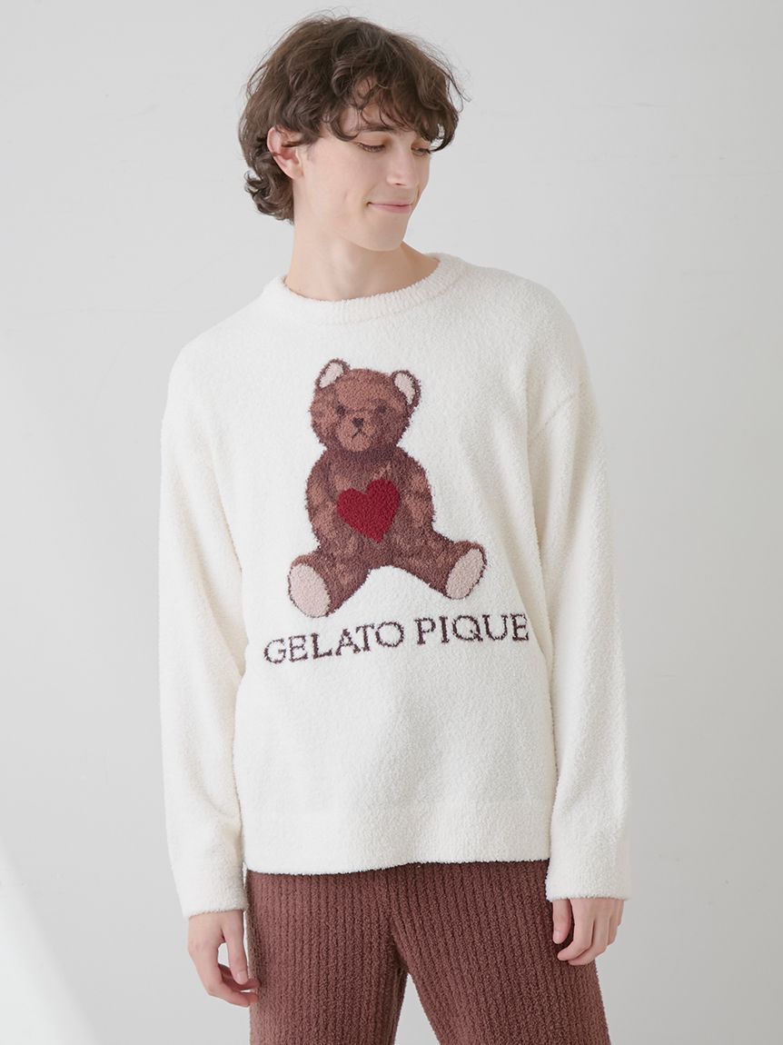 GELATO PIQUE HOMME「【ラッピング済み】【HOMME】ベビモコハートベアジャガードプルオーバー＆ロングパンツSET」|ルームウェア|