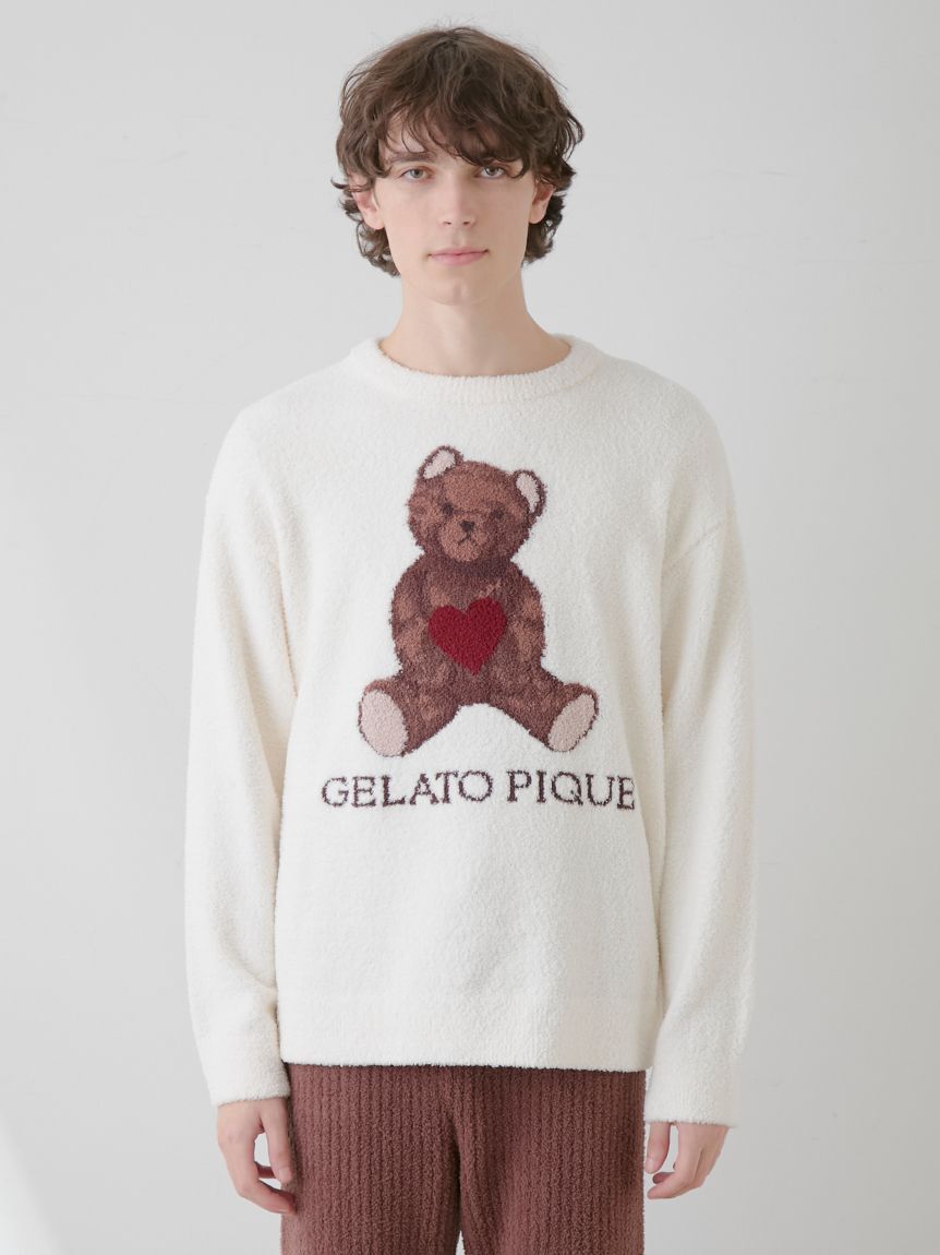 GELATO PIQUE HOMME「【ラッピング済み】【HOMME】ベビモコハートベアジャガードプルオーバー＆ロングパンツSET」|ルームウェア|