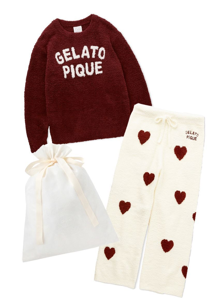 gelato pique「【ラッピング済み】【Chocolat＆Framboise】ベビモコプルオーバー＆ロングパンツSET」|ルームウェア|RED