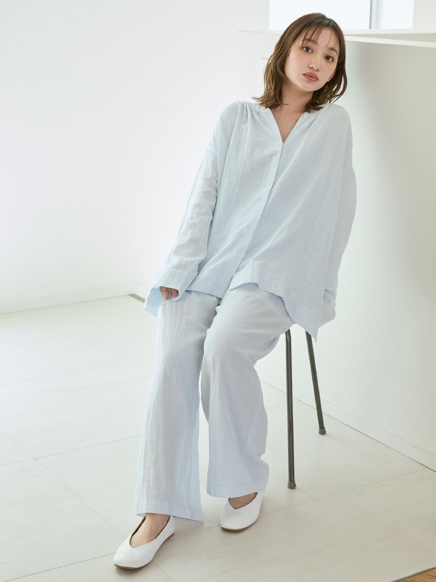 gelato pique「ガーゼストライプロングパンツ」|ルームウェア|