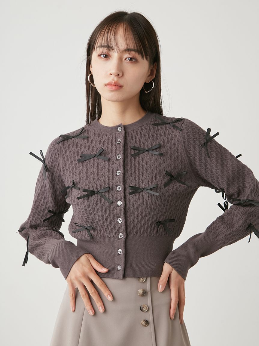 SNIDEL「【WEB限定カラーあり】リボンモチーフカーディガン」|カーディガン|