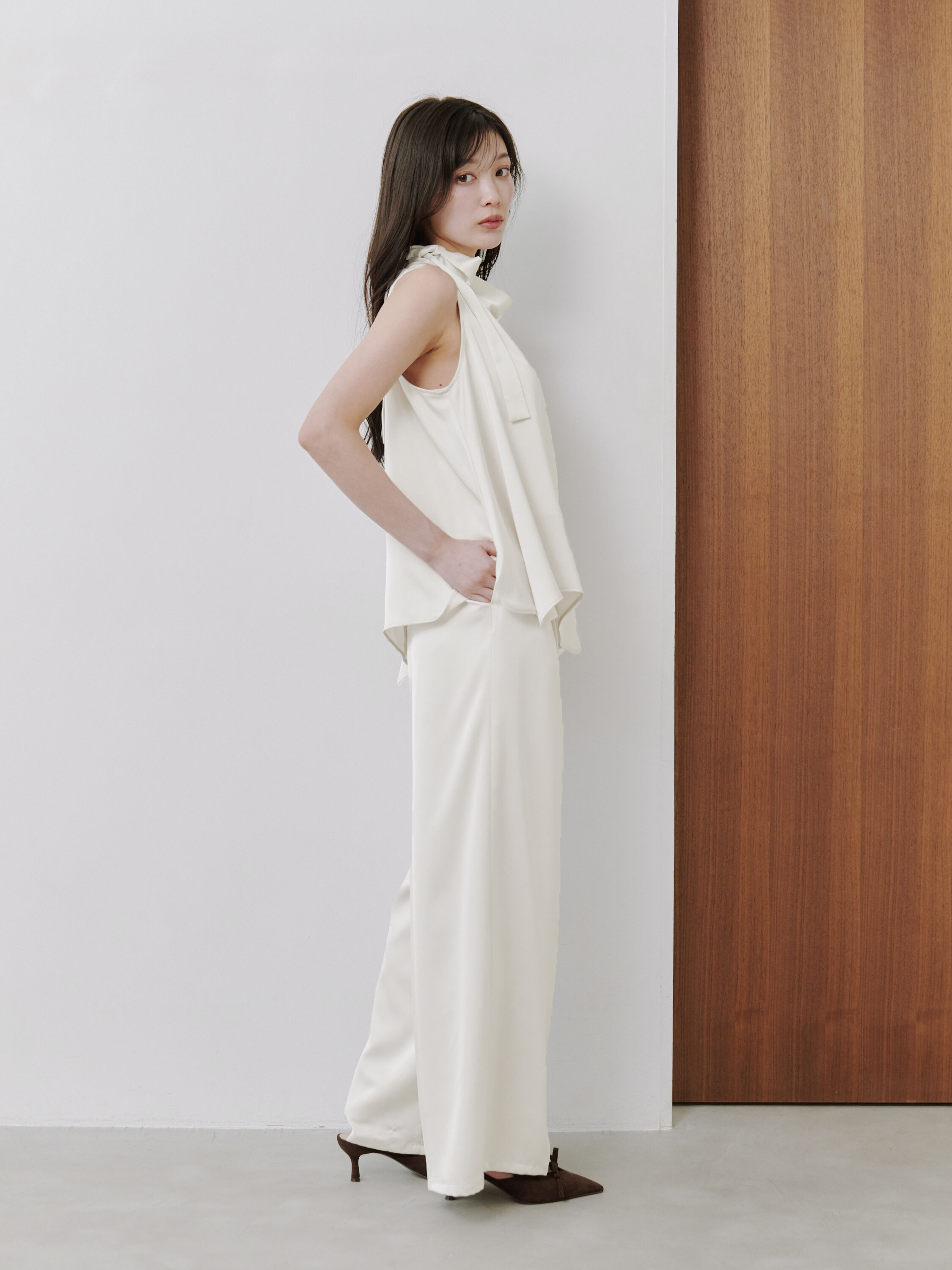 SNIDEL「タイ付きサテンチュニック」|チュニック|