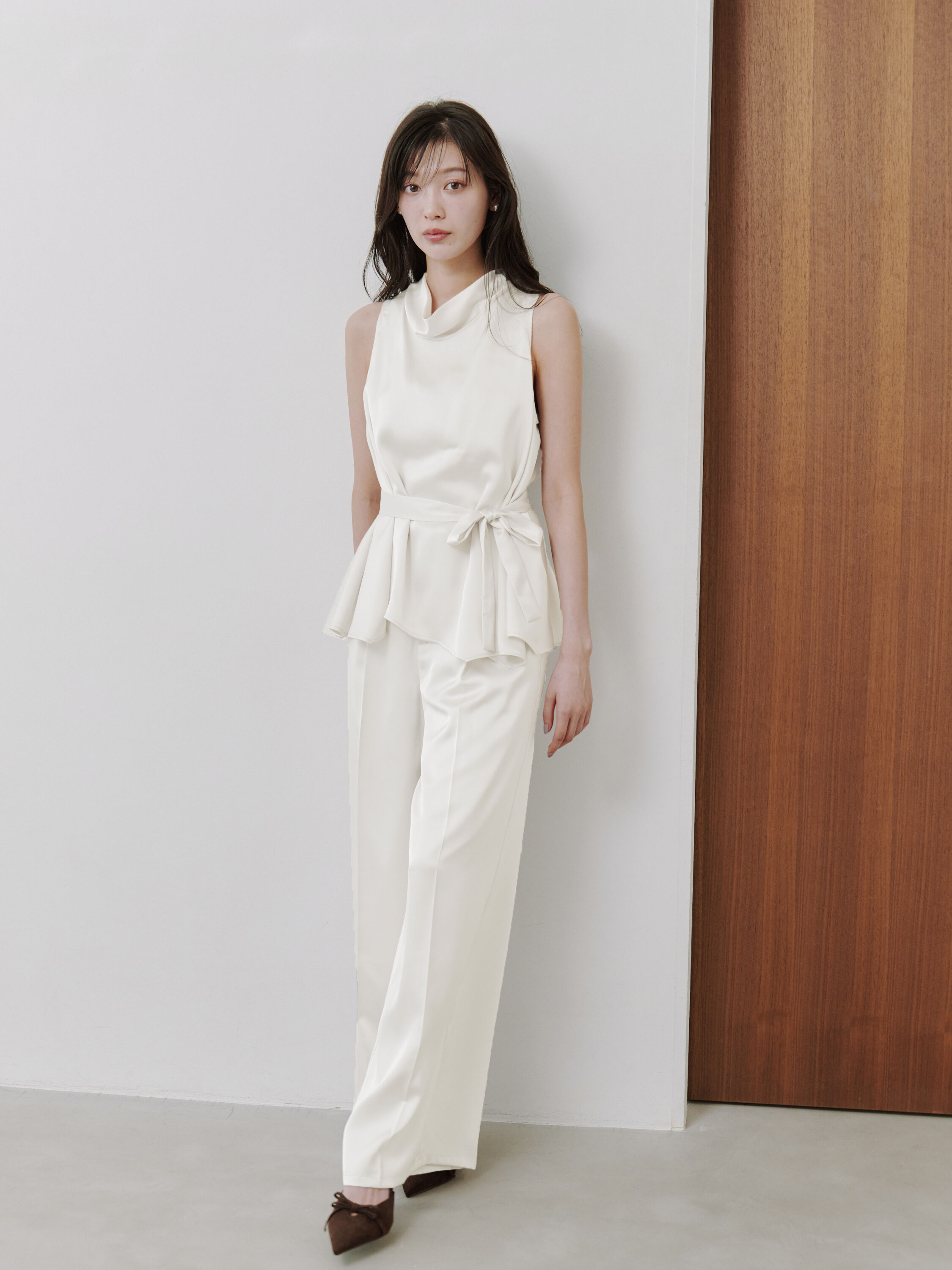 SNIDEL「タイ付きサテンチュニック」|チュニック|