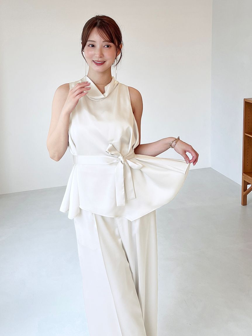 SNIDEL「タイ付きサテンチュニック」|チュニック|