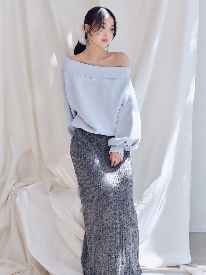 SNIDEL「ロングニットスカート」|スカート|GRY