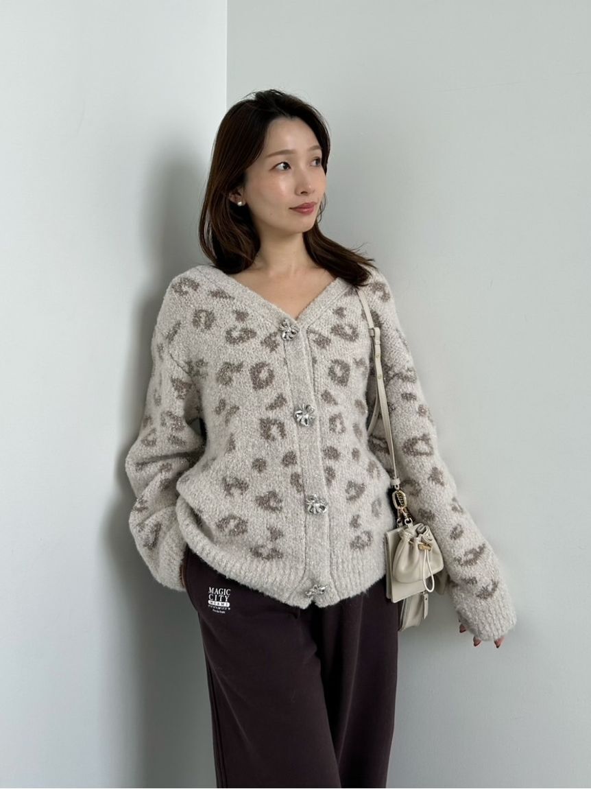 SNIDEL「ビジューリボンミドルカーディガン」|カーディガン|